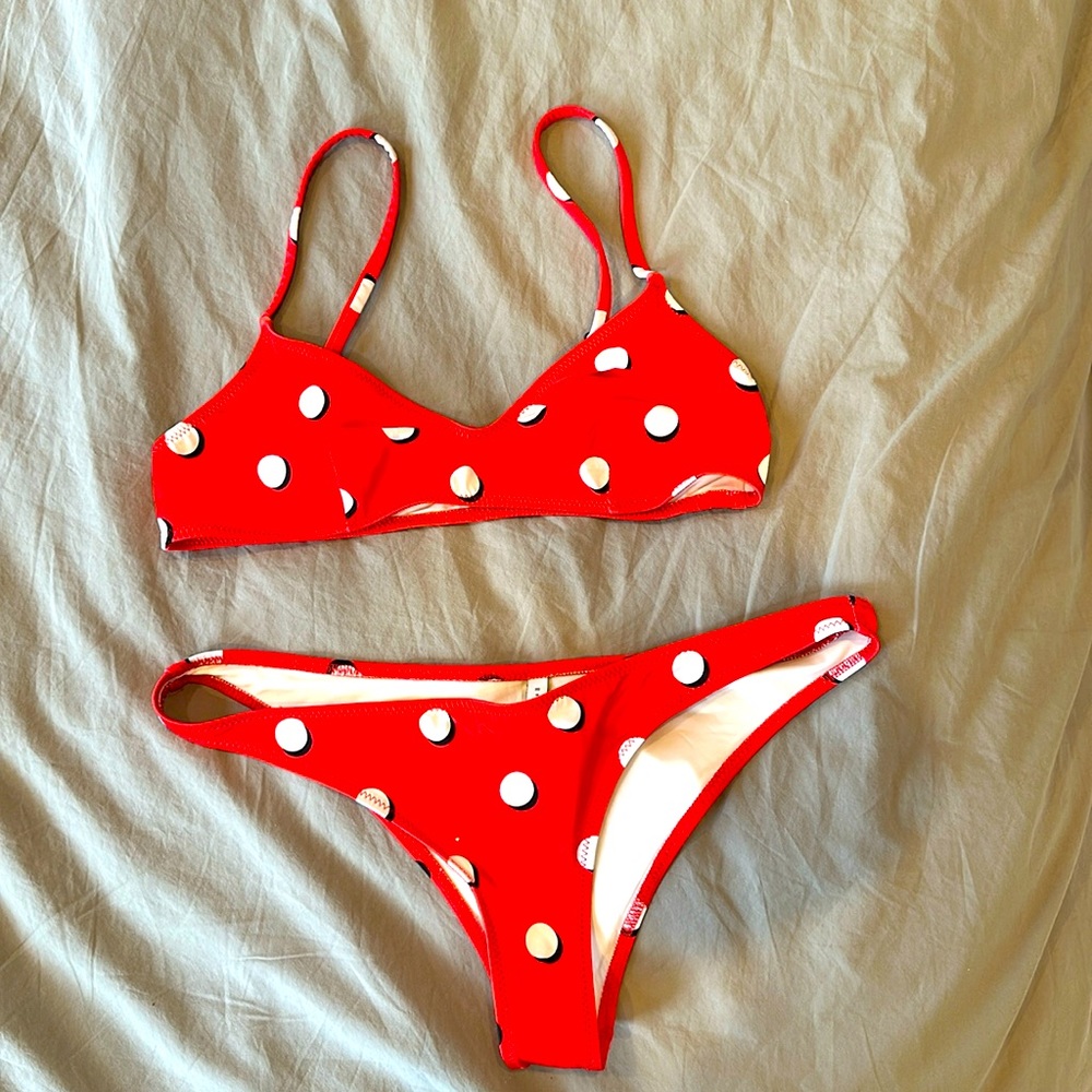 Solid & Striped red polka dot bikini